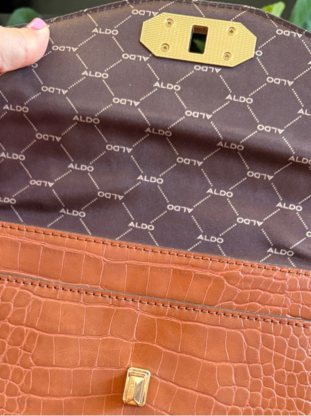 Aldo Glenda Croc Embossed Satchel + Matching Scarf NWOT - Picture 2 of 3